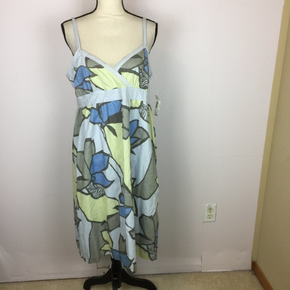 New! Ana A New Approach Cami Wrap Dress Size 16 Blue Yellow Floral Cotton